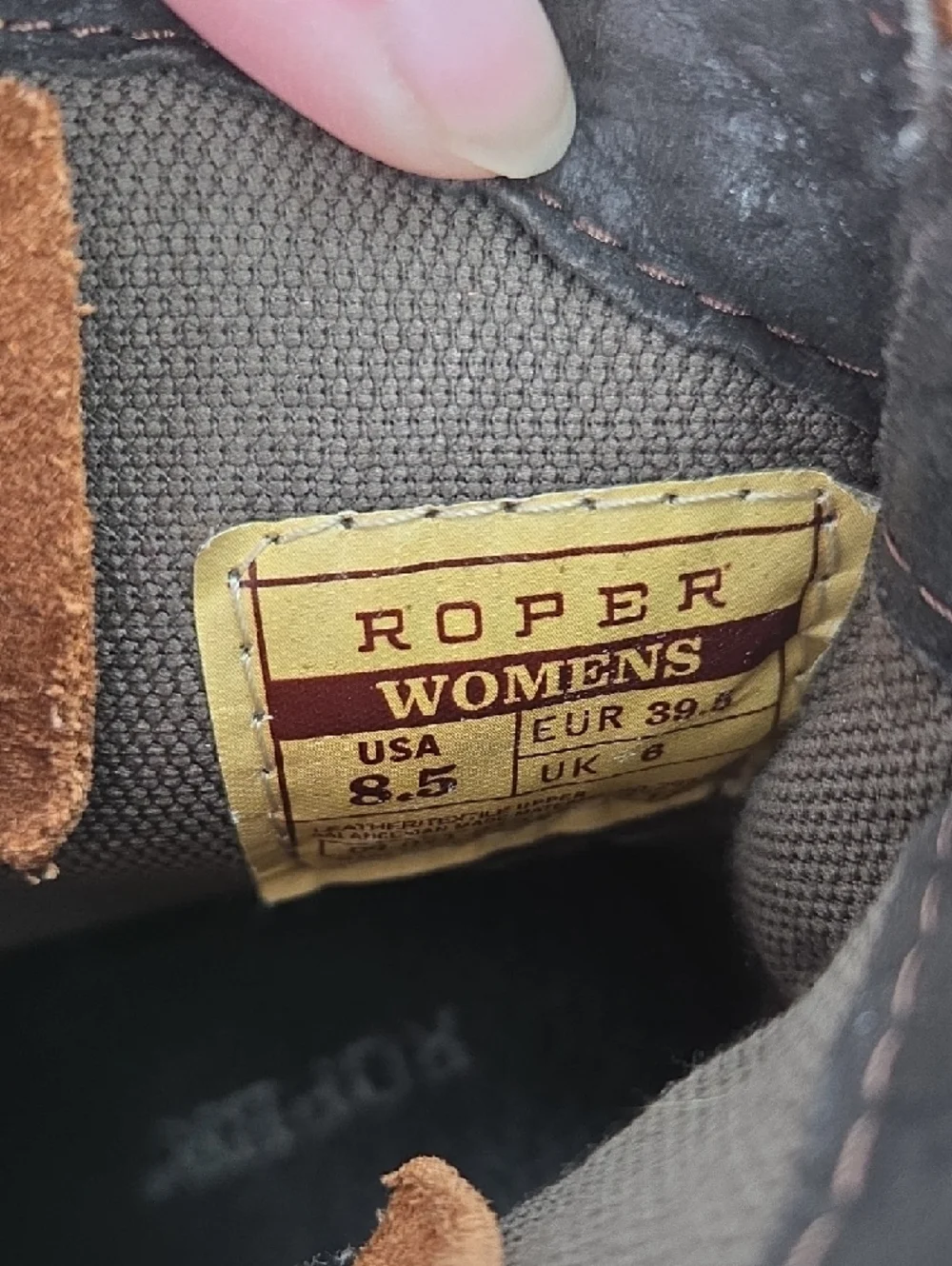 Roper Brown Suede Ankle Boots with Woven Multi-Color Shaft